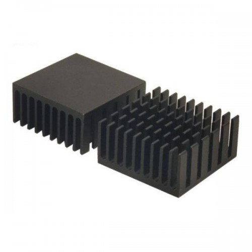Ekstruzinis aliuminio radiatorius - 25x25x12 mm juodos spalvos