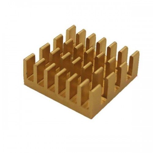 Ekstruzinis aliuminio radiatorius - 14x14x6 mm aukso spalvos -