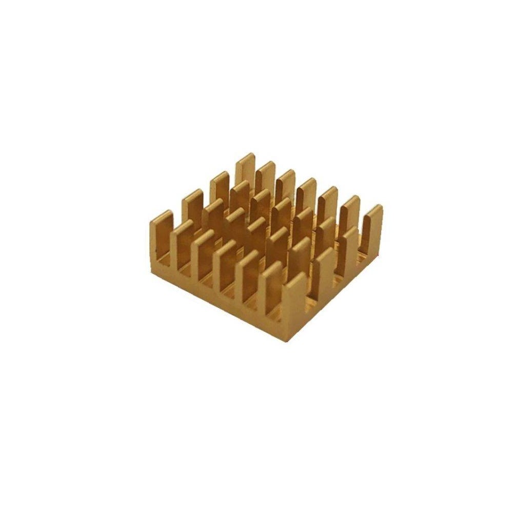 Ekstruzinis aliuminio radiatorius - 14x14x6 mm aukso spalvos -