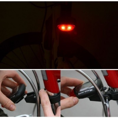 Saulės dviračių galinis žibintas - 2xLED raudona - Dviračio