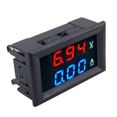 Voltmetras ir ampermetras 0-100V - 100A - 0.28' Raudona/raudona