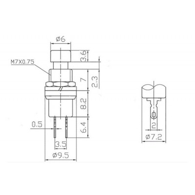 Momentinis mygtukas PBS-110 - geltona - 250V-1 A / 125 V-3A - 7