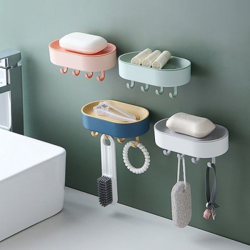 Muilo laikiklis su kabliukais - mėlyna - Muilo indas - Sieninis