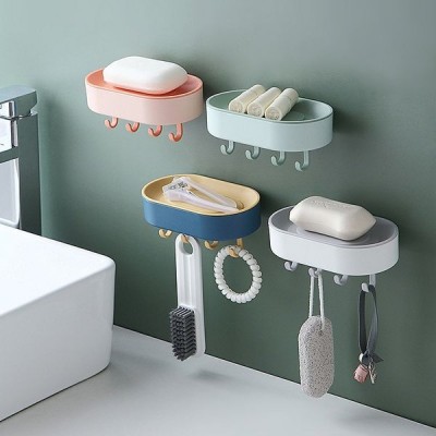 Muilo laikiklis su kabliukais - mėlyna - Muilo indas - Sieninis