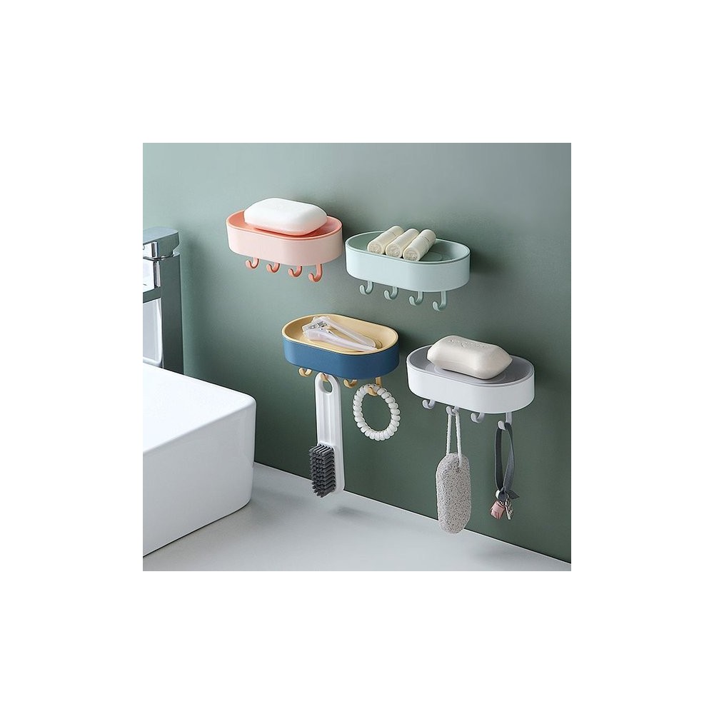 Muilo laikiklis su kabliukais - balta - Muilo indas - Sieninė Muilo laikiklis su kabliukais - balta - Muilo indas - Sieninė