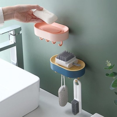 Muilo laikiklis su kabliukais - balta - Muilo indas - Sieninė