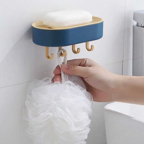 Muilo laikiklis su kabliukais - balta - Muilo indas - Sieninė Muilo laikiklis su kabliukais - balta - Muilo indas - Sieninė