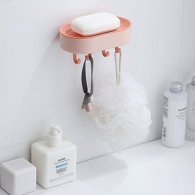 Muilo laikiklis su kabliukais - balta - Muilo indas - Sieninė