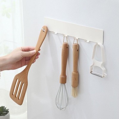 Metalinis sieninis laikiklis 6 kabliukai - juoda - bėgelis su