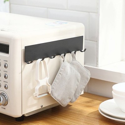 Metalinis sieninis laikiklis 6 kabliukai - juoda - bėgelis su