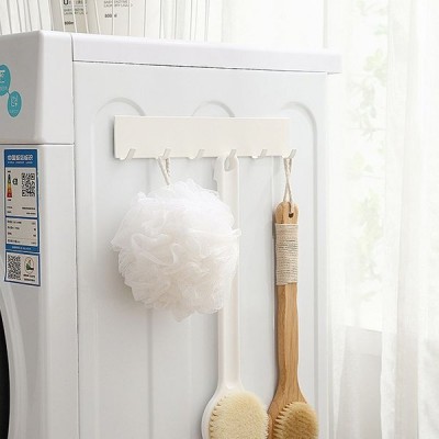 Metalinis sieninis laikiklis 6 kabliukai - juoda - bėgelis su