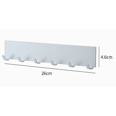 Metalinis sieninis laikiklis 6 kabliukai - juoda - bėgelis su