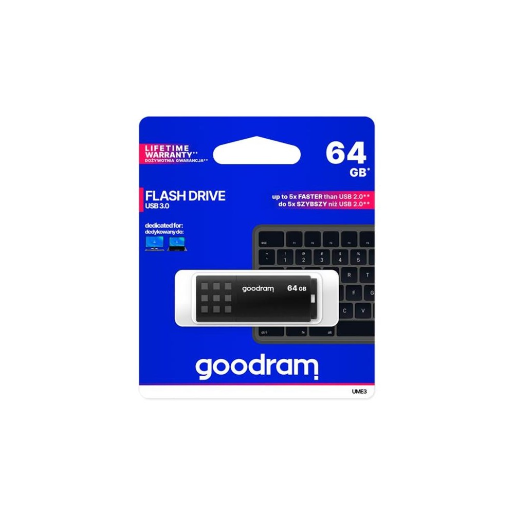 Blykstė GOODRAM USB 3.0 64GB balta-juoda-USB atmintukai